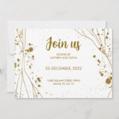 Invitation Aquarelle dorée Fête manuscrite tendance (Dos)