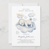 Invitation Aquarelle dormant bébé lapin Baby Brunch bébé (Devant)