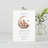 Invitation Aquarelle Dormant Brown Beige Ours sur la Lune (Debout devant)