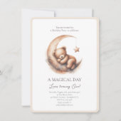 Invitation Aquarelle Dormant Brown Beige Ours sur la Lune (Devant)