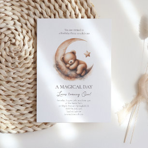Invitation Aquarelle Dormir Brown Ours sur la Lune