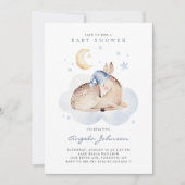 Invitation Aquarelle Dormir Cerf C'est un Baby shower garçon (Devant)