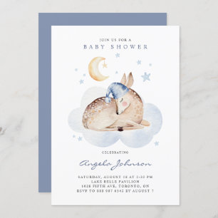 Invitation Aquarelle Dormir Cerf C'est un Baby shower garçon