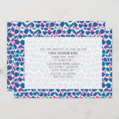 Invitation Aquarelle Dot Rose Bleu Tous les usages Fête Génér (Devant / Derrière)