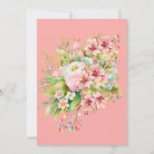 Invitation Aquarelle douce aux oiseaux Baby shower rose (Dos)