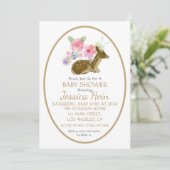 Invitation Aquarelle douce Baby shower boho en bois de forêt (Debout devant)