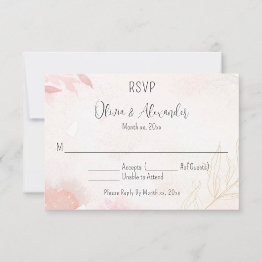 Invitation Aquarelle douce Blush Floral Wedding RSVP (Dos)