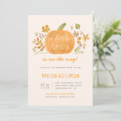 Invitation Aquarelle douce Chute Petit Baby shower Citrouille (Debout devant)
