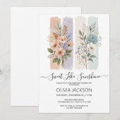 Invitation Aquarelle douce comme soleil Anniversaire (Devant / Derrière)