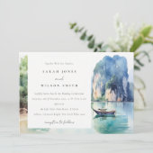 Invitation Aquarelle douce Côte Thaïlande Mariage marin (Debout devant)