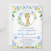 Invitation Aquarelle Douce Fête de Naissance Girafe Jungle (Devant)