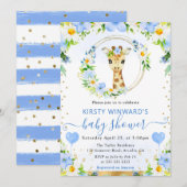 Invitation Aquarelle Douce Fête de Naissance Girafe Jungle (Devant / Derrière)