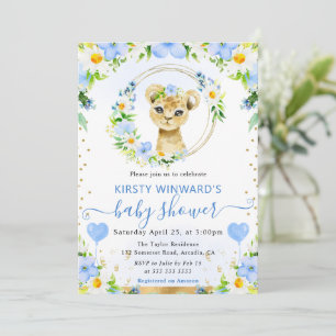 Invitation Aquarelle Douce Fête de Naissance Lion de la Jungl