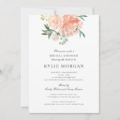 Invitation Aquarelle douce Fête des mariées florale (Devant)