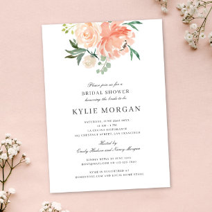 Invitation Aquarelle douce Fête des mariées florale