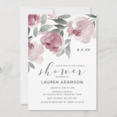 Invitation Aquarelle douce Fête des mariées Rose poussiéreuse (Devant)