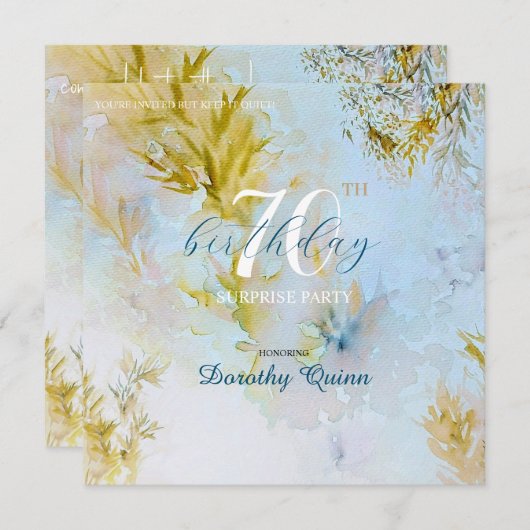 Invitation Aquarelle douce Feuilles paradisiaques Surprise An (Devant / Derrière)