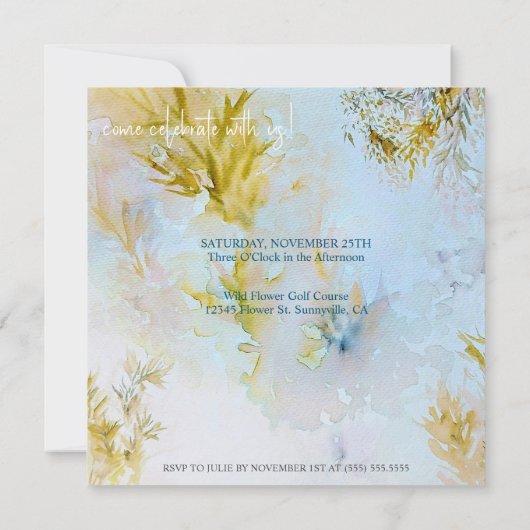 Invitation Aquarelle douce Feuilles paradisiaques Surprise An (Dos)
