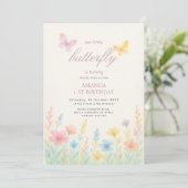 Invitation Aquarelle douce Floral Anniversaire (Debout devant)