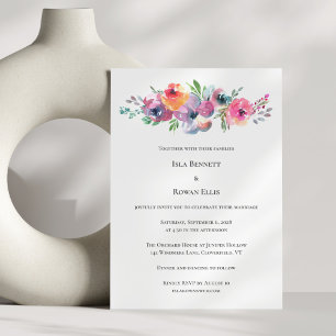 Invitation Aquarelle douce Floral Moderne Mariage élégant