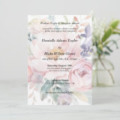 Invitation Aquarelle douce Floral rose pourpre Parents Mariag (Debout devant)