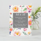 Invitation Aquarelle douce Florale + Mariage Arrière - plan b (Debout devant)