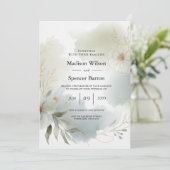 Invitation Aquarelle douce Mariage vert Sage (Debout devant)