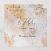 Invitation Aquarelle douce Pastel Feuilles Surprise Anniversa (Devant / Derrière)