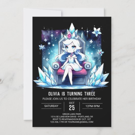 Invitation Aquarelle douce Princesse Anniversaire (Devant)