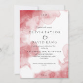 Invitation Aquarelle douce romantique moderne Mariage Bourgog (Devant)