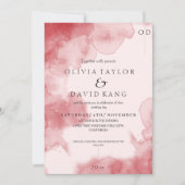 Invitation Aquarelle douce romantique moderne Mariage rouge (Devant)