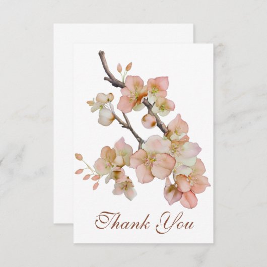 Invitation Aquarelle douce rose orangé fleurs de printemps (Devant / Derrière)