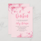 Invitation Aquarelle douce rose pastel 19e anniversaire (Devant / Derrière)