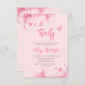 Invitation Aquarelle douce rose pastel 20e anniversaire (Devant / Derrière)