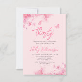 Invitation Aquarelle douce rose pastel 30e anniversaire (Devant)