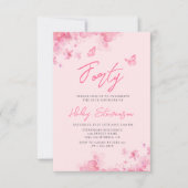 Invitation Aquarelle douce rose pastel 40e anniversaire (Devant)
