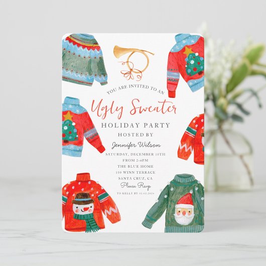 Invitation Aquarelle Douleur moche fête de vacances