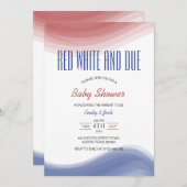 Invitation Aquarelle Drapeau USA Rouge Blanc et Impayé (Devant / Derrière)