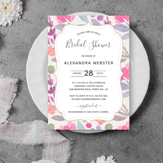 Invitation Aquarelle Dreamy Floral | FÊTE DES MARIÉES