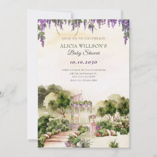 Invitation Aquarelle Dreamy jardin vert élégant baby shower