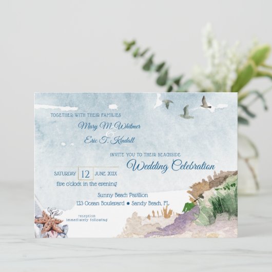 Invitation Aquarelle Driftwood Boho Beach Wedding (Debout devant)