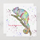 Invitation Aquarelle drôle caméléon (Devant / Derrière)