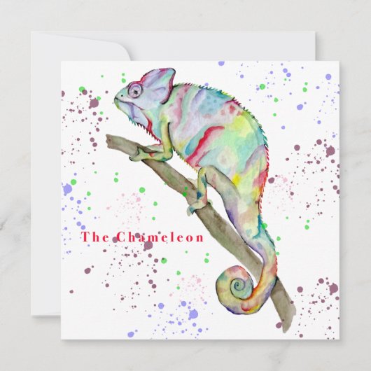 Invitation Aquarelle drôle caméléon (Devant)