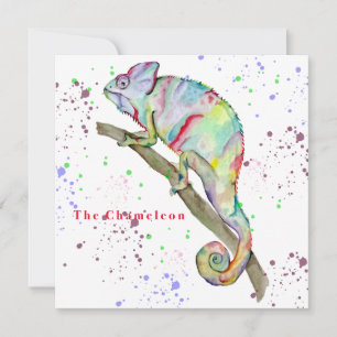 Invitation Aquarelle drôle caméléon