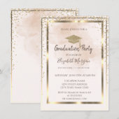 Invitation Aquarelle du cadre de diamants d'or (Devant / Derrière)