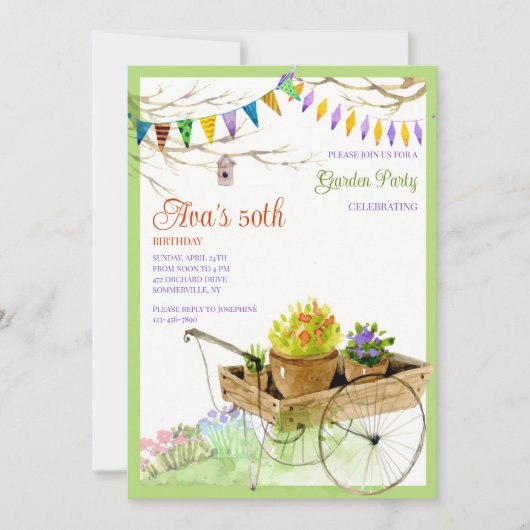 Invitation Aquarelle du Garden Party (Devant)