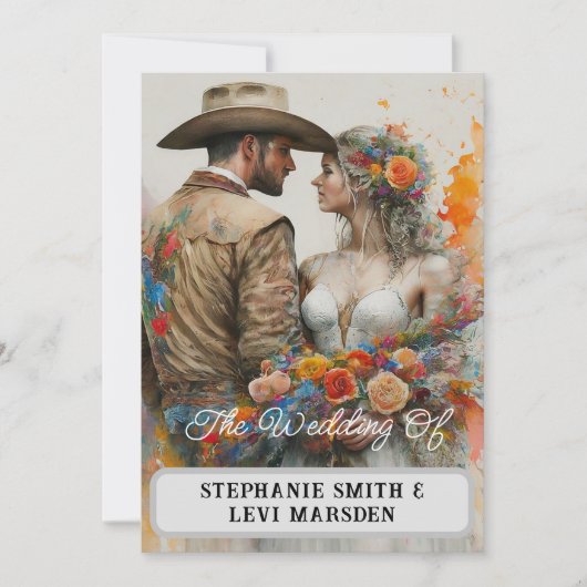 Invitation Aquarelle du Mariage de l'Ouest du pays (Devant)