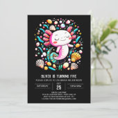 Invitation Aquarelle du mignon Axolotl Anniversaire (Debout devant)