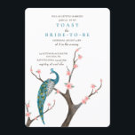 Invitation Aquarelle du paon<br><div class="desc">Une invitation exotique avec un paon bleu et sarcelle perché sur une branche d'un arbre en fleurs. La carte est facile à personnaliser avec votre libellé, police, couleur de police, options de forme de papier et choix parmi six types de papier.Pas exactement ce que vous cherchez ? Tous nos produits...</div>