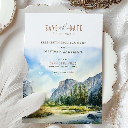 Invitation Aquarelle du parc national Yosemite Enregistrer la